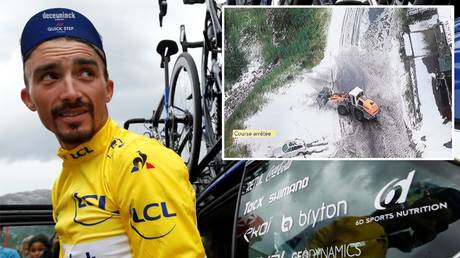 Tour de France halted after hailstorm hits Saint-Jean-De-Maurienne to Tignes stage