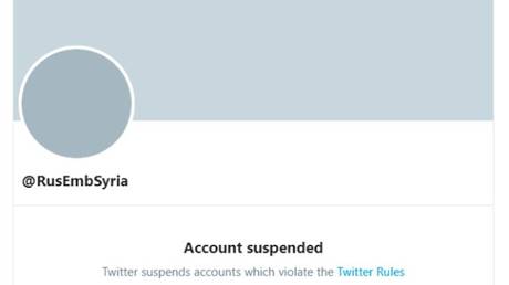 ‘Сrackdown on free speech’: Moscow hits back after Twitter axes account of Russian embassy in Syria