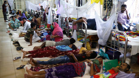 Dengue infected patients are seen hospitalised at the Sir Salimullah Medical College Hospital in Dhaka, Bangladesh, August 2, 2019. © Reuters / Mohammad Ponir Hossain
