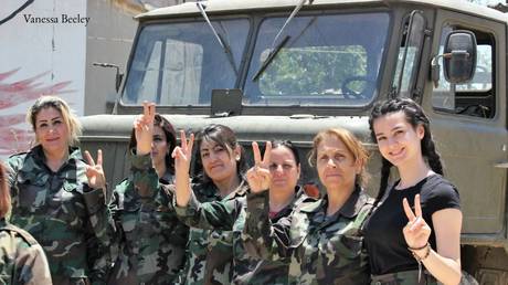 The women fighters in the National Defence Forces of Al Sqeilbiyyeh - a Syrian Christian town at the border with Idlib.