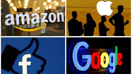 FILE PHOTO: The logos of Amazon, Apple, Facebook and Google © Reuters