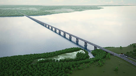 Rendered image of a bridge project over the Volga in Samara region.