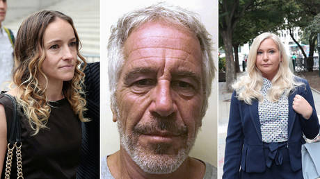 Jeffrey Epstein (C) and two of his accusers, Teala Davies (L) and Virginia Giuffre (R). ©  Reuters / Shannon Stapleton;  Reuters / New York State Division of Criminal Justice Services handout;  Reuters / Shannon Stapleton
