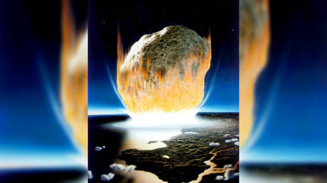 Artist’s interpretation of the asteroid impact that wiped out all non-avian dinosaurs. © NASA/Don Davis.