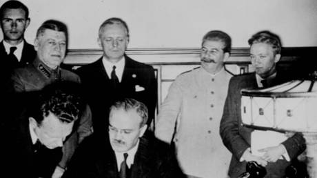 Signing of the Molotov-Ribbentrop Pact.