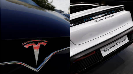 Porsche fans delight as sportscar laps broken-down Tesla during track test (VIDEO)