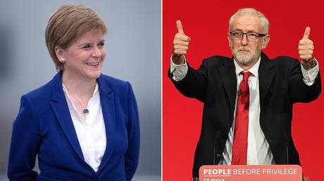(L) SNP leader Nicola Sturgeon © AFP / Pool / Jane Barlow (R) Labour leader Jeremy Corbyn © AFP / Daniel Leal-Olivas