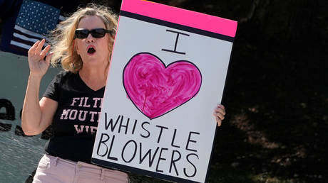 A protester outside Trump National Golf Club in Sterling, Virginia, September 21, 2019.