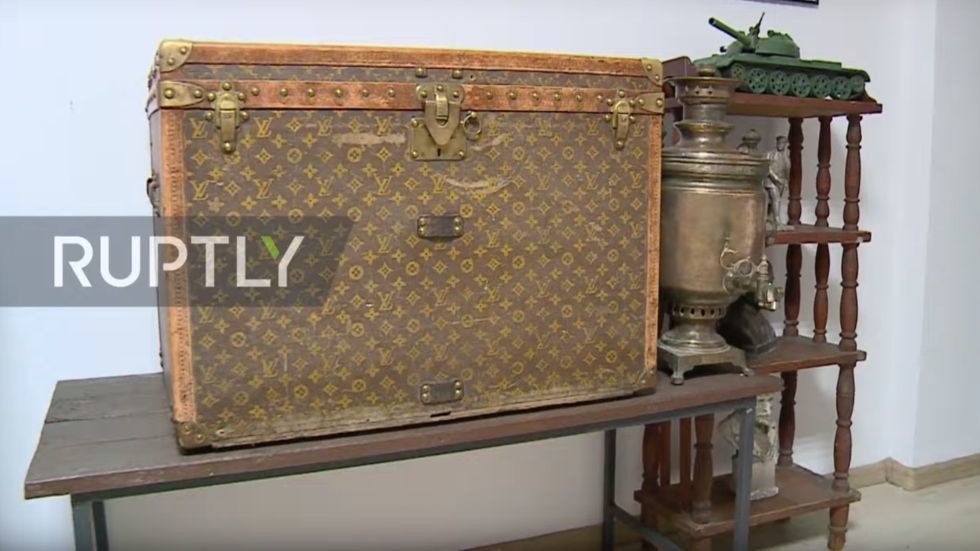 Posh country life: Elderly couple from Ukraine used VINTAGE LOUIS VUITTON trunk to STORE CORN ...