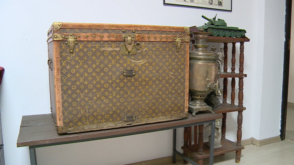 Posh country life: Elderly couple from Ukraine used VINTAGE LOUIS VUITTON trunk to STORE CORN ...