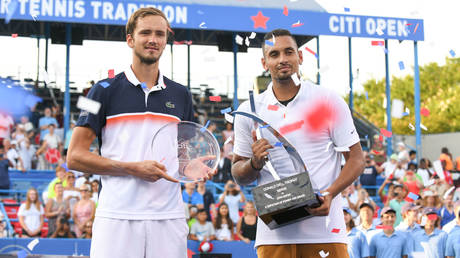 Russian tennis star Daniil Medvedev asks Aussie bad boy Nick Kyrgios to team up for men&rsquo;s doubles
