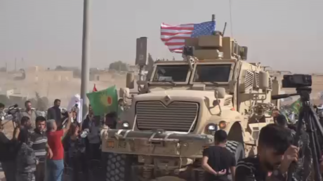 &lsquo;Down with the occupation&rsquo;? Syrian Kurds protest near US-occupied military base seeking protection from Turkish occupation (VIDEO)