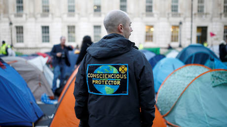 An Extinction Extinction Rebellion protester demonstrates at Whitehall in London © Reuters / Henry Nicholls