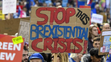People's Vote anti-Brexit march in central London on October 19, 2019
