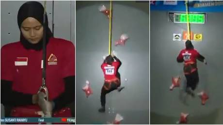 &lsquo;Inhuman&rsquo;: Incredible Indonesian &lsquo;Spiderwoman&rsquo; goes viral after smashing world speed-climbing record (VIDEO)