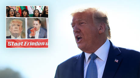 (R) US President Donald Trump; (L) Kurds protesting against the military operation in northern Syria. © Reuters / Tom Brenner; Arnd Wiegmann