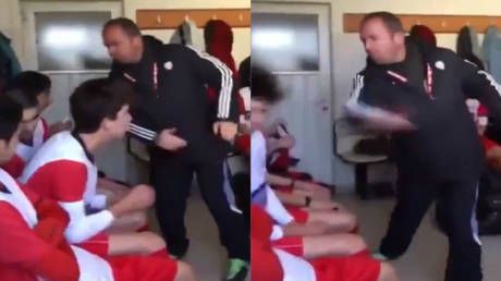&lsquo;A parent-child relationship&rsquo;: Turkish coach explains why he smacks under-performing young footballers (VIDEO)