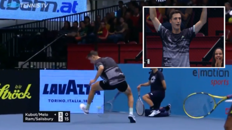 &lsquo;Shot of the season&rsquo;: Tennis doubles ace plays incredible &lsquo;tweener&rsquo; so good even he was left gobsmacked (VIDEO)