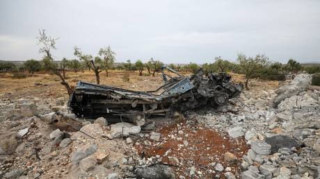 The site of a suspected US-led operation against Islamic State (IS) chief Abu Bakr al-Baghdadi, Barisha, Syria