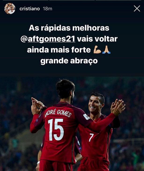5dc172912030273eb843a64e Ronaldo sends touching message of support to Portugal teammate Gomes after horror ankle injury