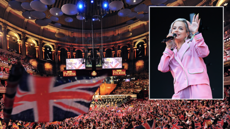 (Main) People wave flags at the Royal Albert Hall in west London © AFP / Carl Court (Right) British singer-songwriter Lily Allen © AFP / Suzanne Cordeiro