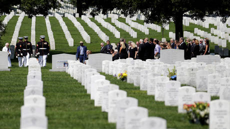 FILE PHOTO: Arlington National Cemetery's Section 60, which contains the graves of many of the members of the US military killed in Afghanistan