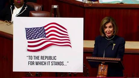 ‘Our beautiful flag & republic’: Pelosi panders patriotically in impeachment debate kickoff, triggering Republican rage