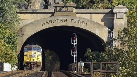 DRAMATIC VIDEO shows cargo train fallen off bridge near historic Harpers Ferry outside Washington, D.C