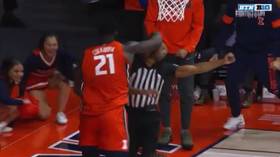 WATCH: College basketball player PUNCHES official in celebration gone wrong