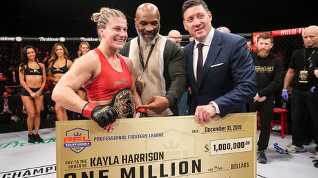 Million-dollar woman: Kayla Harrison - dubbed 'the female Khabib' - wins PFL Championship & mega payday (VIDEO)