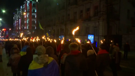 Heil Bandera: Ukrainian nationalists hold torchlight parade to celebrate Nazi collaborator&rsquo;s birthday