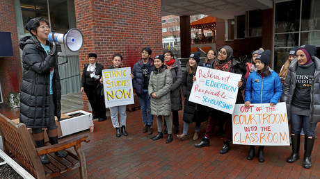 FILE PHOTO: A pro-ethnic studies protest at Harvard last year.