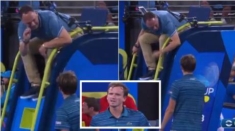 Furious Medvedev slams umpire&rsquo;s chair with racket TWICE as Russian explodes during ATP Cup clash (VIDEO)