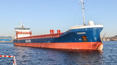 FILE PHOTO: A General Cargo Ship sailing under the flag of the Netherlands is seen in Gdynia, Poland, on 19 April 2019.