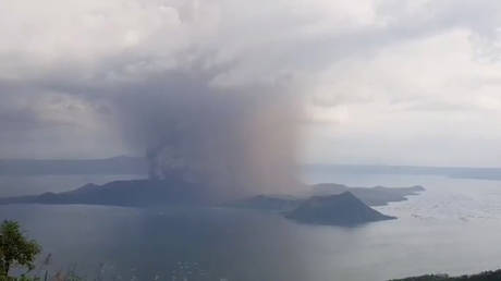 A view of the Taal volcano eruption seen from Tagaytay, Philippines on January 12, 2020.