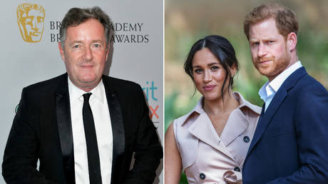 (L) TV host Piers Morgan © AFP / GETTY IMAGES NORTH AMERICA / Frazer Harrison; (R) Duke and Duchess of Sussex © AFP / Michele Spatari