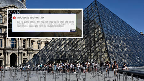 Louvre museum CLOSED as French pension-reform protesters block entrances (VIDEOS)