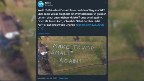 &lsquo;Make Trump Small Again&rsquo;: Swiss protester targets Trump&rsquo;s helicopter with giant banner (PHOTO)