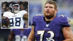 Spitting mad: Ravens lineman Yanda accuses Titans' Simmons of SPITTING in his face during NFL Playoffs clash (VIDEO)
