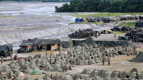 FILE PHOTO: US military forces prepare for the annual Philippines-US live fire amphibious landing exercise (PHIBLEX) near Manila.