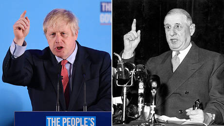 (L) Boris Johnson © AFP / DANIEL LEAL-OLIVAS; (R) Charles De Gaulle © Global Look Press/ZUMAPRESS/k09