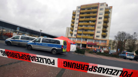 One of the crime scenes in Hanau, Germany © REUTERS/Kai Pfaffenbach