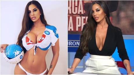 Strong up front: TV stunner Floriana Messina shows support as Napoli welcome Messi & Barcelona for Champions League clash (PHOTOS)