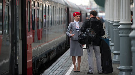 FILE PHOTO Outside the Moscow-Nice railway train at the Belorussian terminal. © Sputnik / Alexander Vilf