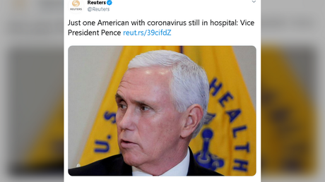 Reuters issues correction, deletes tweet after backlash for reporting &lsquo;just 1 American with coronavirus in hospital: VP Pence&rsquo;