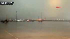 WATCH the moment packed passenger jet crash-lands in Istanbul & plummets down slope