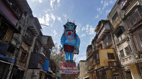 WATCH Indians burn massive CORONAVIRUS EFFIGY ahead of Holi spring festival