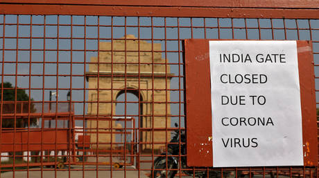 India Gate war memorial was closed for visitors amid measures for coronavirus prevention in New Delhi, India, March 19, 2020.