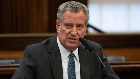 Bill de Blasio speaks during news conference for the outbreak of coronavirus at City Hall in Manhattan