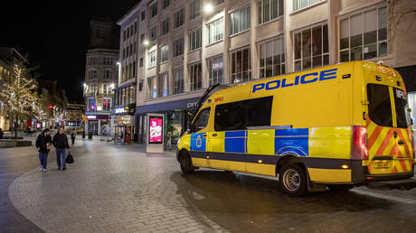 A police patrol in the near deserted Liverpool city centre © Peter Byrne/PA Images via Getty Images